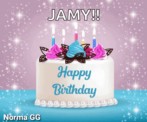 a birthday cake with candles and the words happy birthday written on it