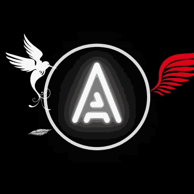 the letter a is in a circle with a white bird