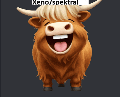 a cartoon drawing of a bull with the words xeno / spektral written above it