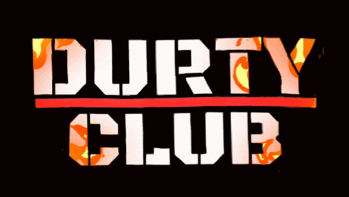 a logo for the dusty club has a red border