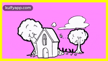 a drawing of a house surrounded by trees with the words " good afternoon " in the corner