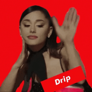 a woman is making a funny face with the word drip on the bottom