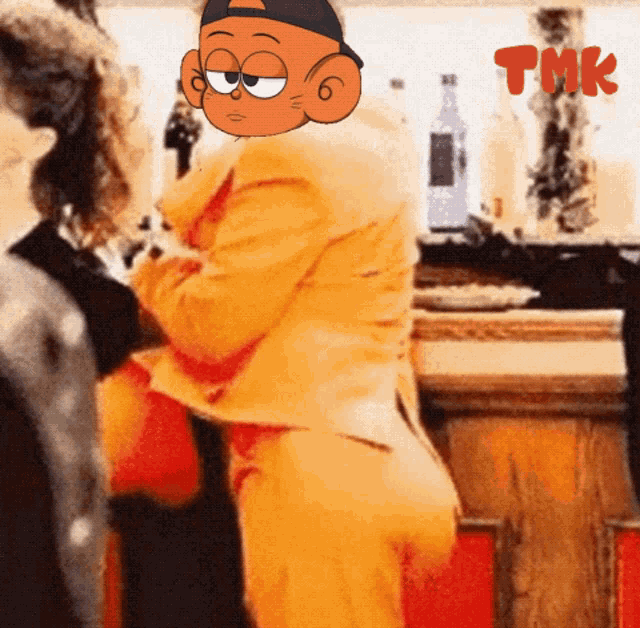 a cartoon character with a tmk logo on the bottom