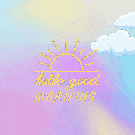 a purple background with the words hello good morning