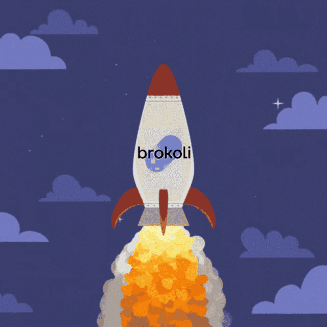 a rocket with the word brokoli on the side