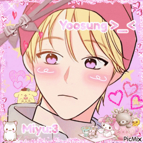 a drawing of a boy with the name yoosung on it