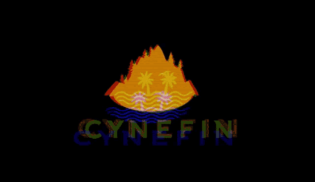 a logo for cynefin shows a fire with palm trees on it