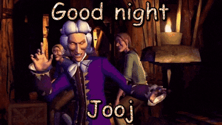 a man in a purple suit says good night jooj in front of a candle