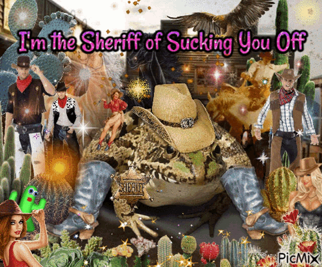 a collage of cowboys and a frog that says i 'm the sheriff