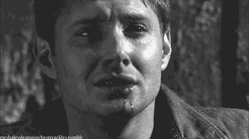 a black and white photo of a man crying with the words " dad please " written below him