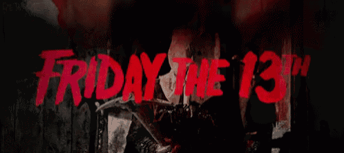 the word friday the 13th is being displayed in red on a black background .