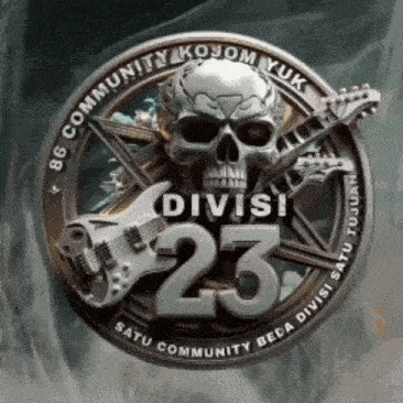 a skull with a guitar in a circle with the number 23 on it .