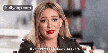 a woman is sitting in a chair and crying and saying `` but , i don 't feel guilty about it '' .