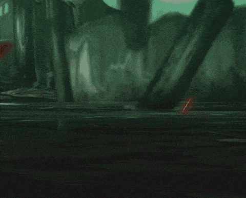 a painting of a group of soldiers in a dark area