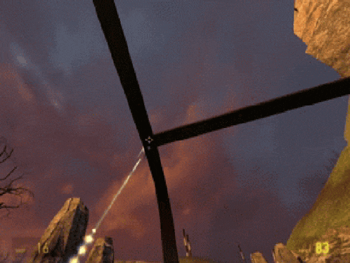 a video game screen shows a helicopter flying through the air with the number 16 on the bottom right