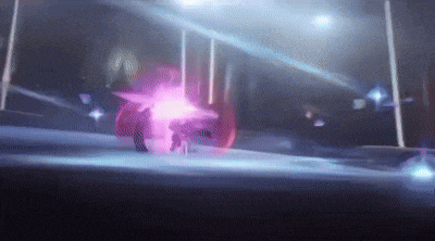 a purple light is coming out of a purple object