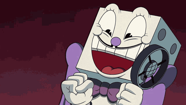 a cartoon character with a magnifying glass on his face