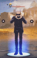 a man making a heart shape with his hands in a video game with the name hamgardr on the bottom