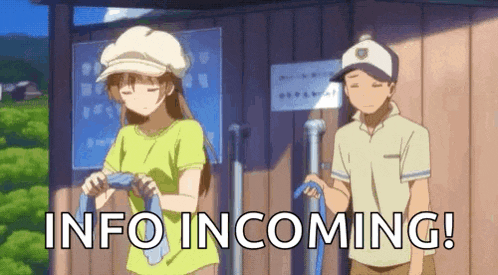 a man and a woman are standing next to each other with the words info incoming