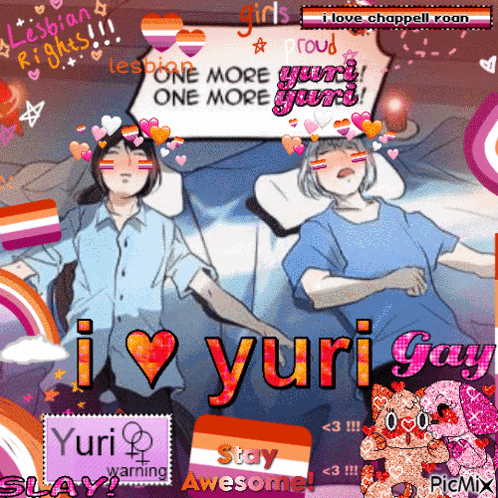 a poster that says i love yuri gay in the middle