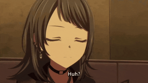 a girl with a choker says huh in a cartoon