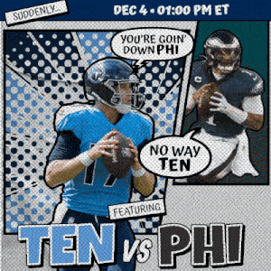 a poster for ten vs phi featuring a football player