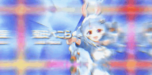 a blurry picture of a girl holding a sword