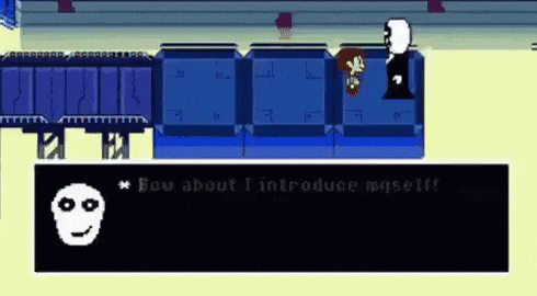 a video game scene with a skeleton and a woman talking to each other .