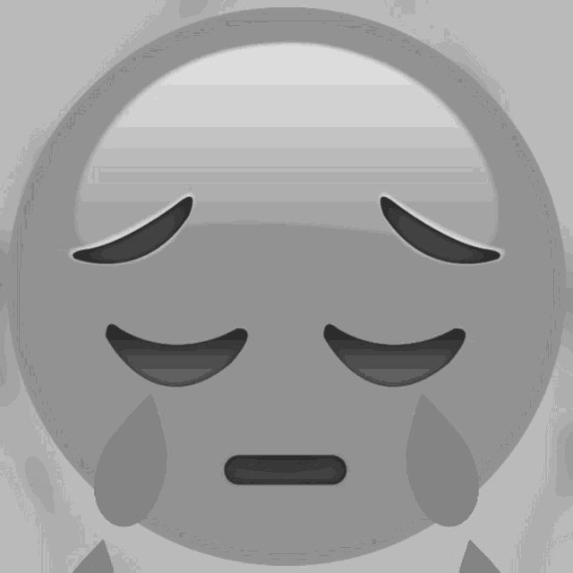 a black and white smiley face with a sad look on it 's face