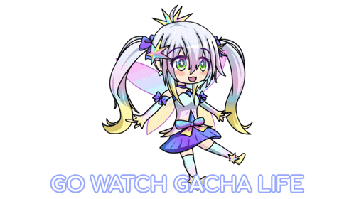 a drawing of a girl with fairy wings and the words go watch gacha life