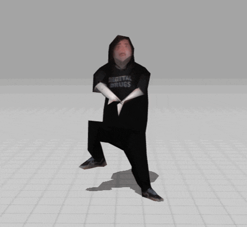 a computer generated image of a person wearing a digital drugs t-shirt