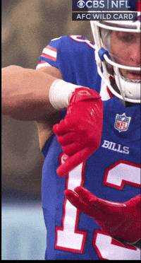 a cbs nfl afc wild card advertisement with a bills football player