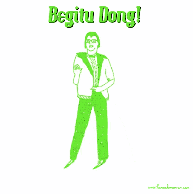 a cartoon drawing of a man with the words begitu dong written above him
