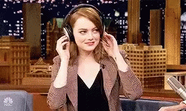 Emma Stone Headphones GIF