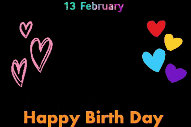 a chalkboard with hearts and the date 13 february