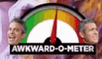 an awkward-o-meter sign with two men 's faces
