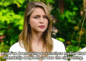 a woman in a white shirt is talking about friendship between us being the right thing .