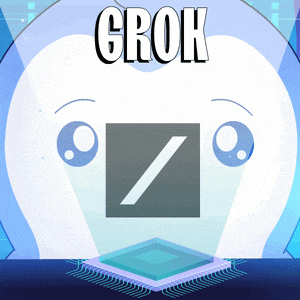 a cartoon drawing of a face with the word grok above it