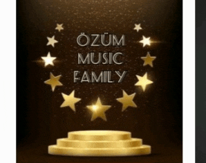 a poster that says ozum music family with gold stars