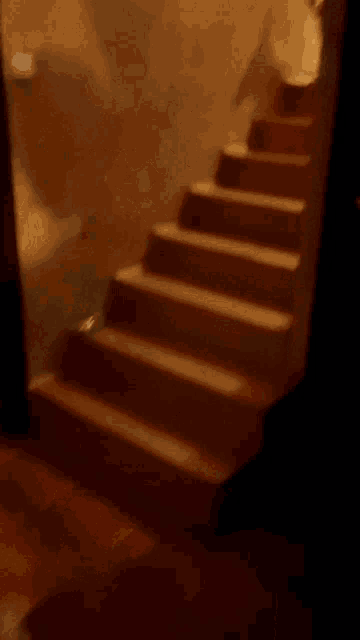 a staircase with a shadow on the wall