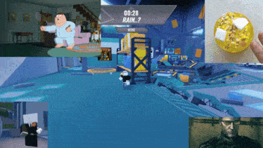 a collage of images shows a game that says 00:29 rain