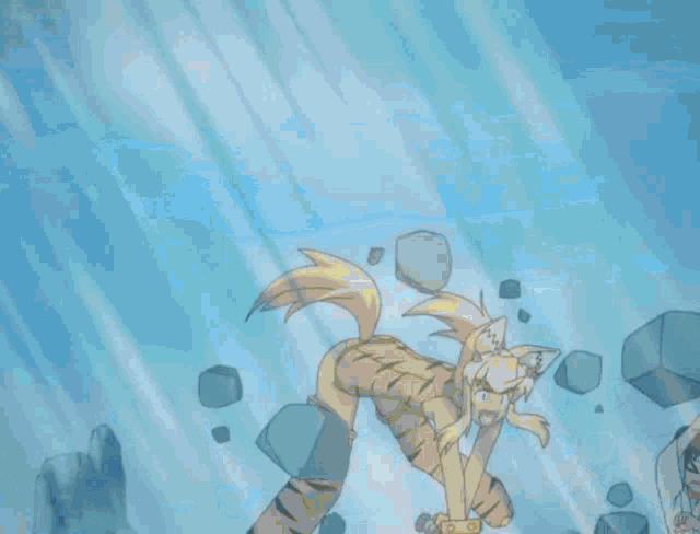 a cartoon of a girl in a tiger costume holding a stick