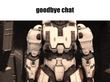 a picture of a robot with the words goodbye chat on it