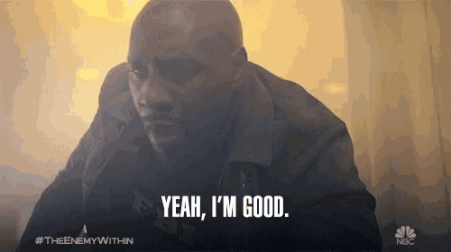 a man says yeah i 'm good in a nbc advertisement