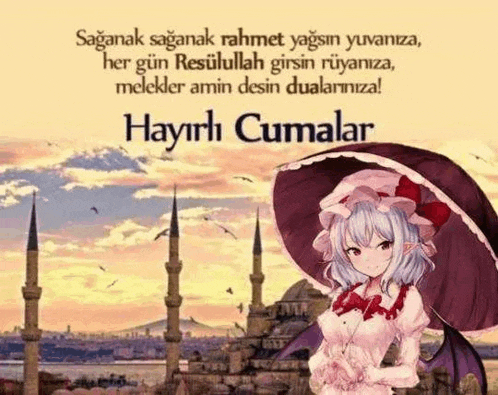a picture of a girl in front of a mosque with a quote in a foreign language .