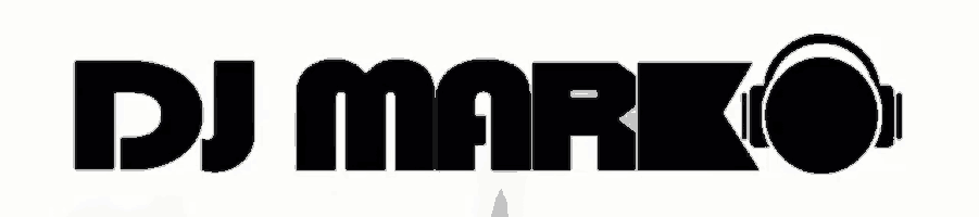 a black and white dj mark logo with headphones