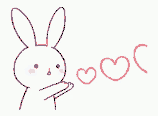 a drawing of a bunny with hearts coming out of it 's mouth