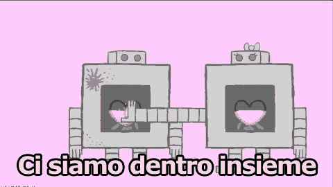 a drawing of a robot with the words ci siamo dentro insieme written below it