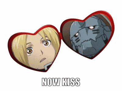 a picture of edward and alfred with the words now kiss below