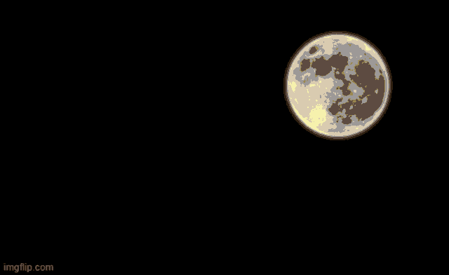 a cartoon alligator is standing in front of a full moon and says moon sung !!!